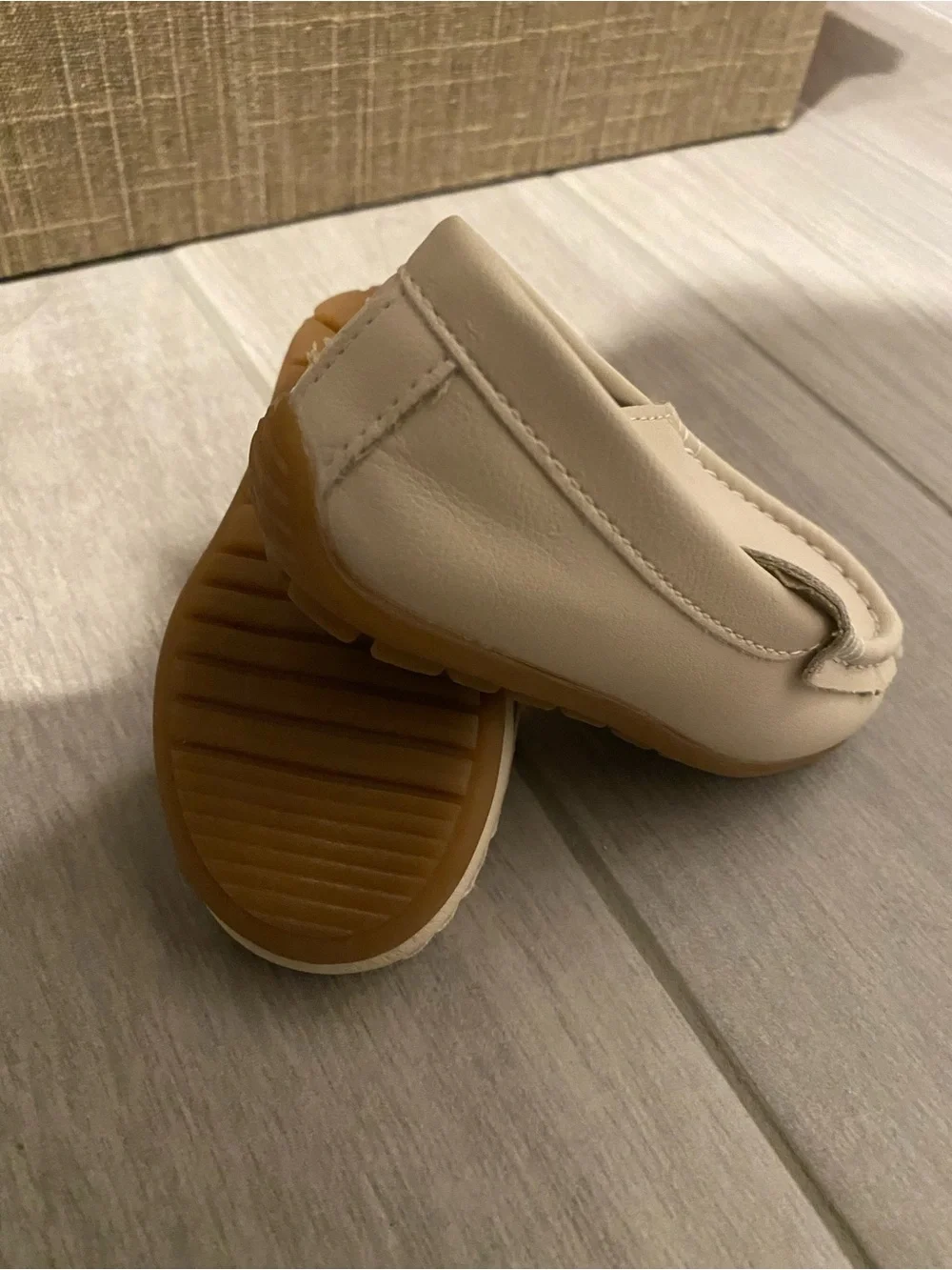 Kids Cream Slip-On Moccasins by